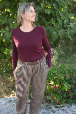 Pantalón Confort de Rayas con Cinturón