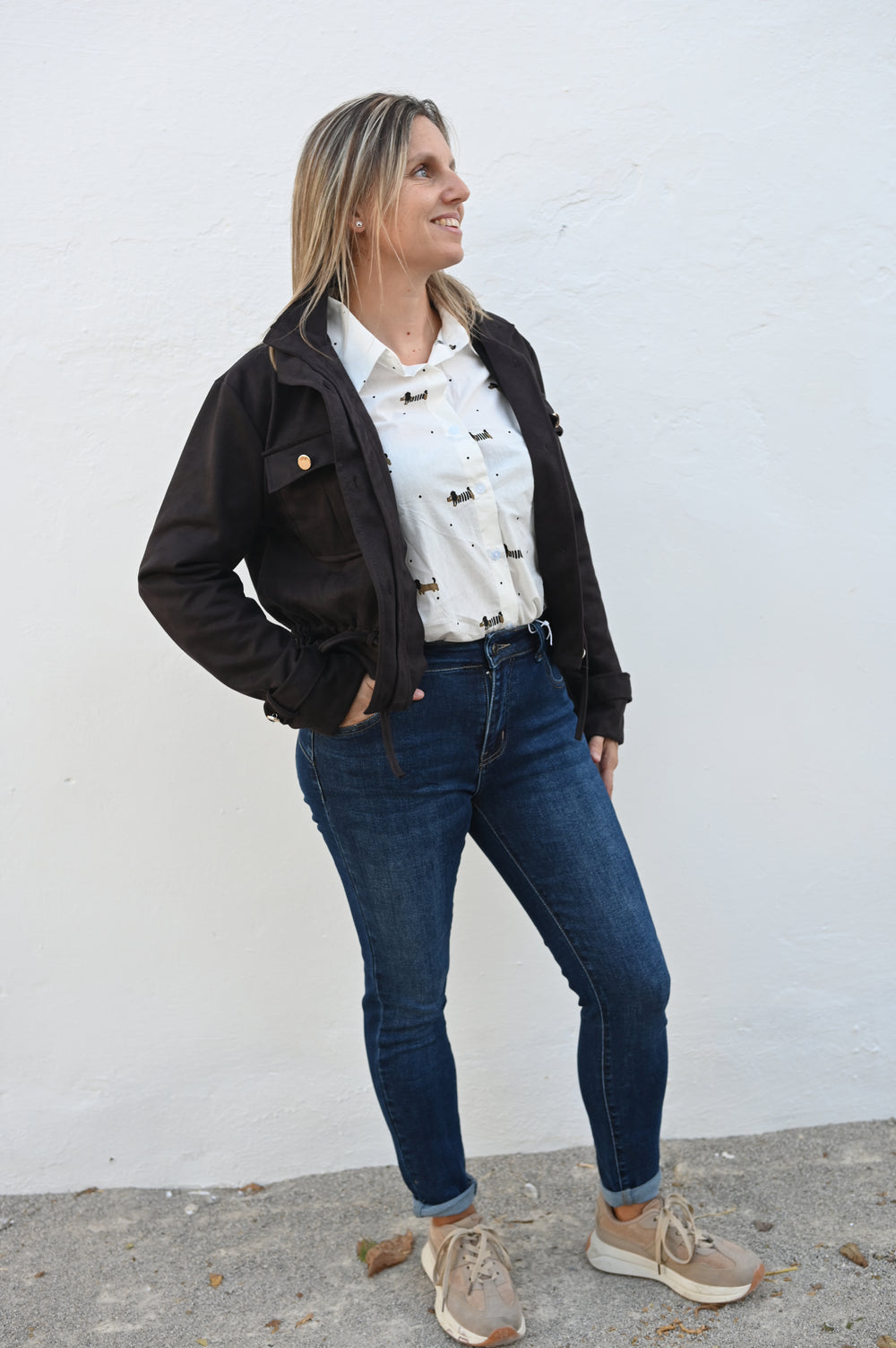 Chaqueta Efecto Ante