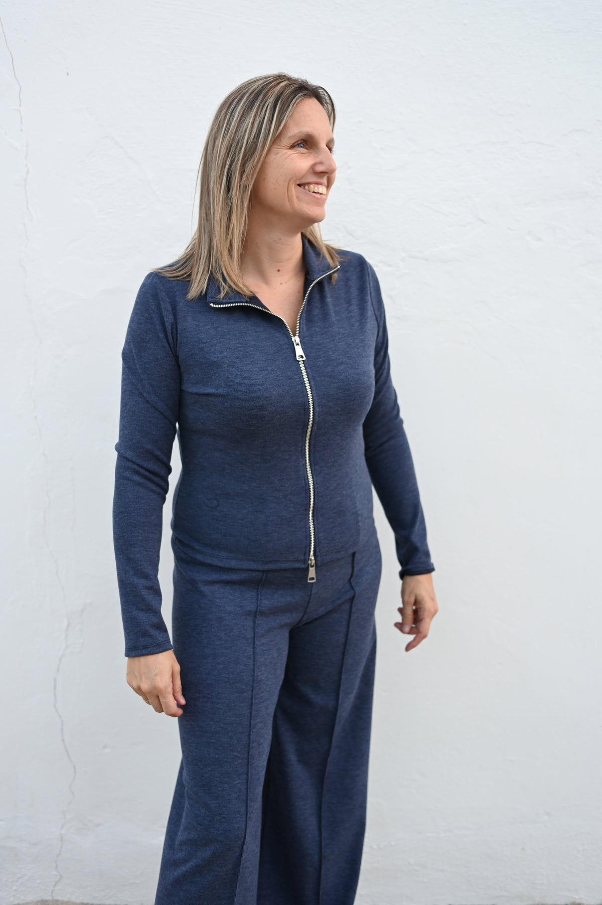 Conjunto de chándal suave con cremallera