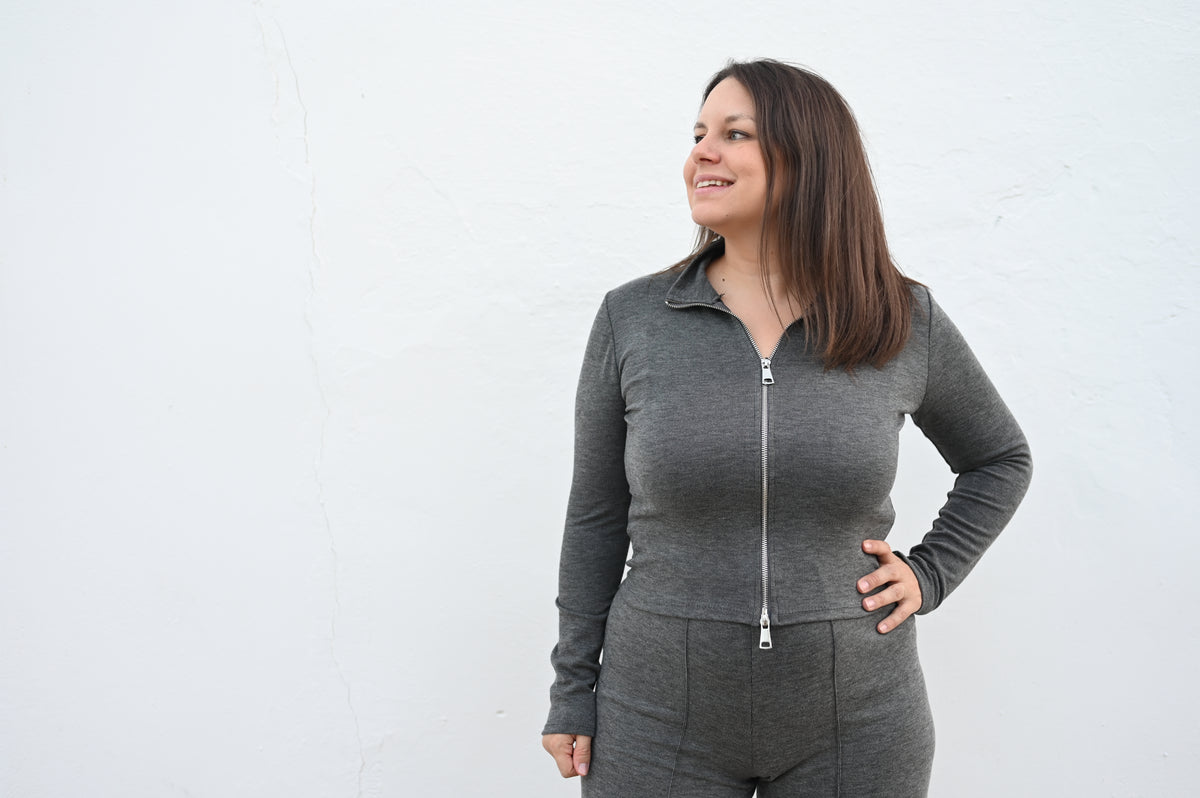 Conjunto de chándal suave con cremallera