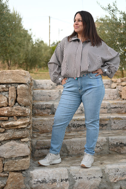 Chaqueta bomber ligera de cuadros vichy