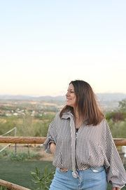 Chaqueta bomber ligera de cuadros vichy