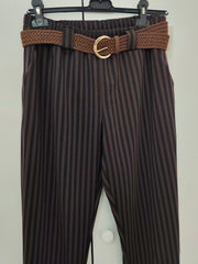 Pantalón Confort de Rayas con Cinturón
