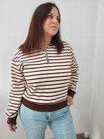 Sudadera de rayas con cuello polo y cremallera