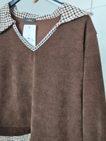 Sudadera de Pana con Cuello de Cuadros