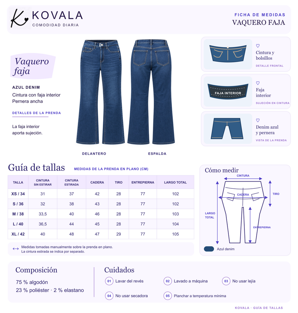 Vaquero campana con faja interior