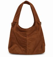 Bolso de Hombro Marrón Efecto Ante
