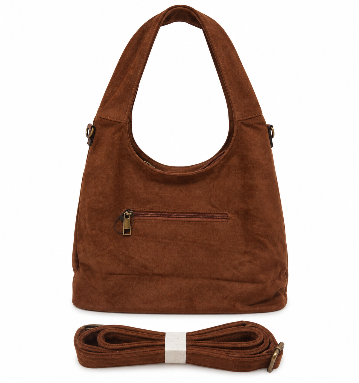 Bolso de Hombro Marrón Efecto Ante