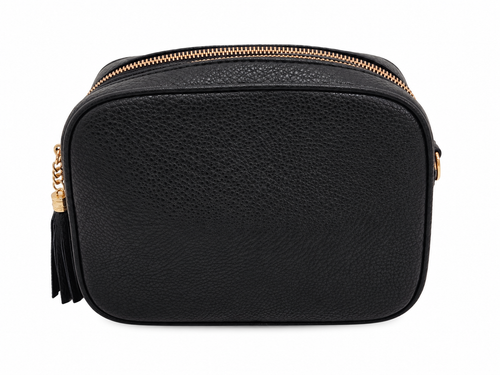Bolso Bandolera Negro con Correa Estampada